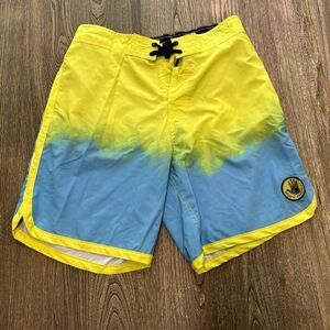 Body Glove Mens Floaters 19" Comfort Boardshorts Swimwear Neon Green/Blue L/34